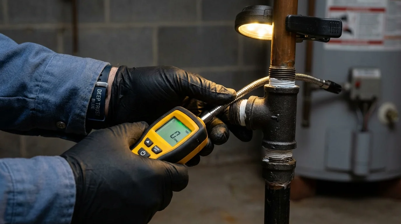 Gas leak detection with electronic sniffer by Johns Plumbing LLC in Merrick